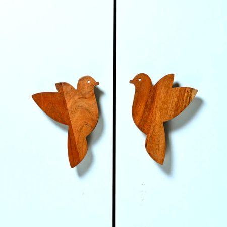 Handcrafted Acacia Wood Birdie Handle Pair